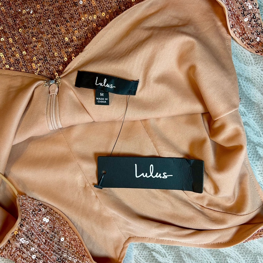 Lulus Sequin Dress in Peach